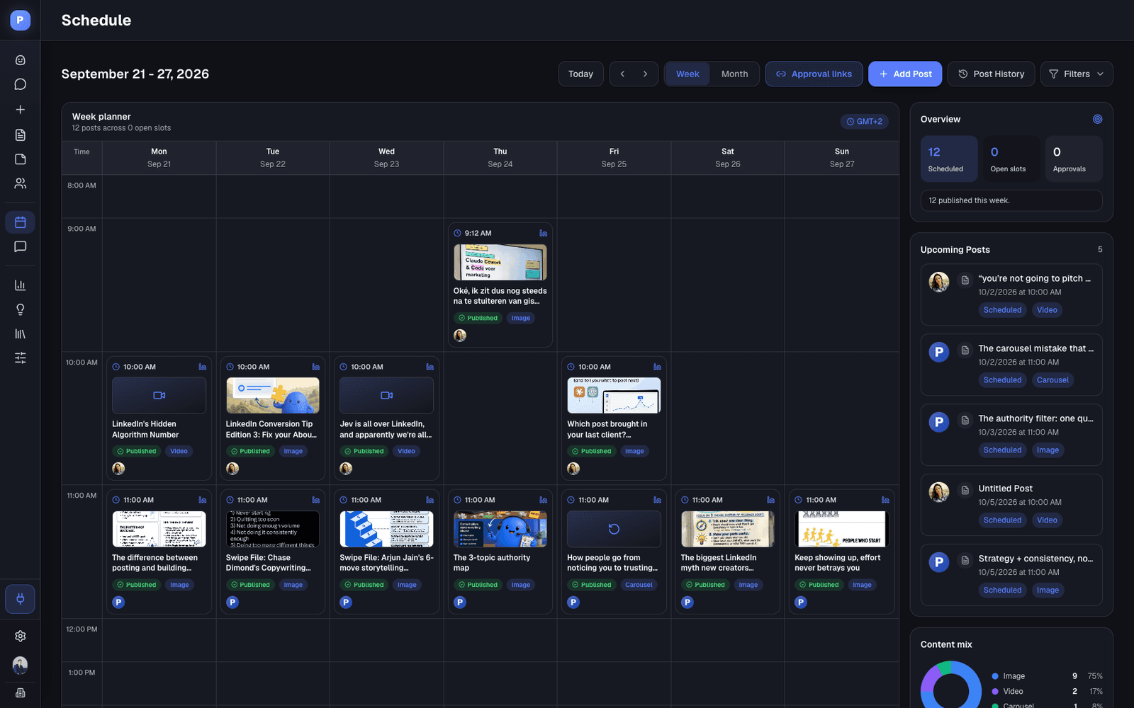 One calendar for every profile and channel.