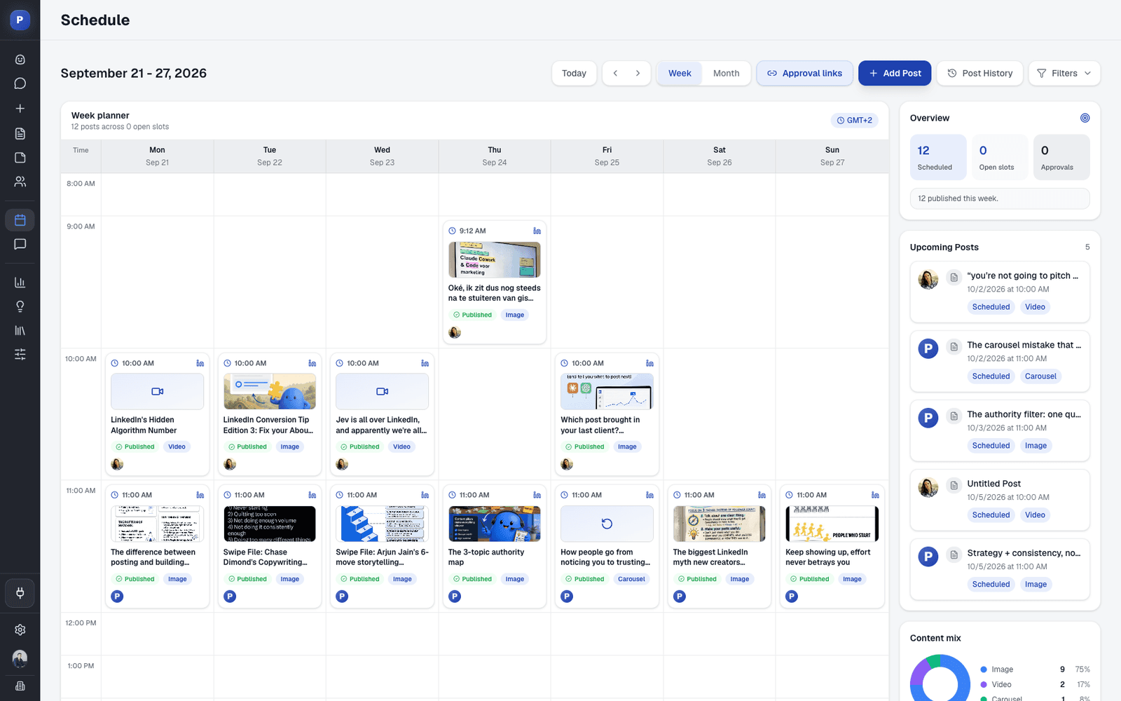 One calendar for every profile and channel.